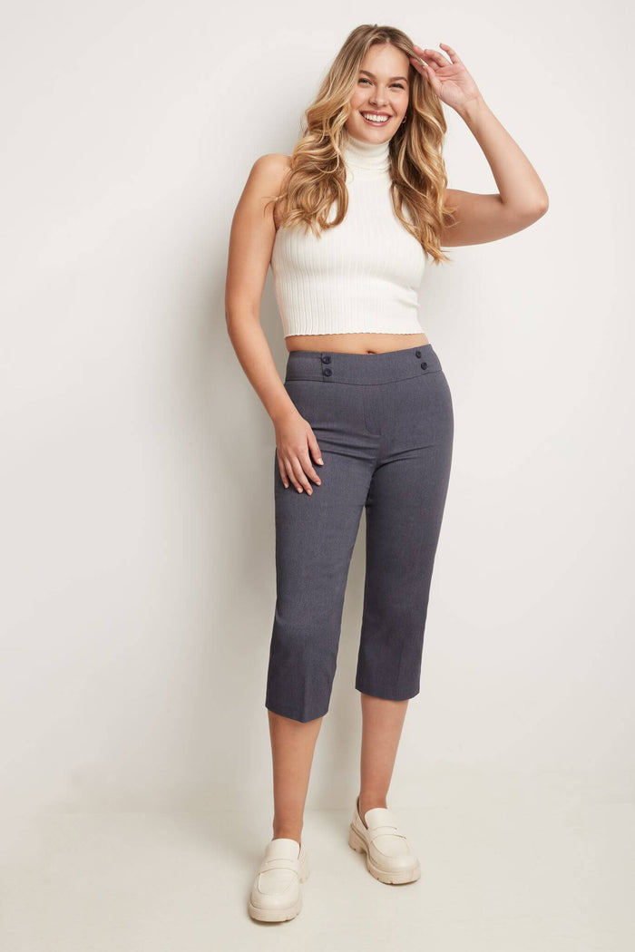 Rekucci Women’s Straight Leg Capris With Chic Styling Indigo