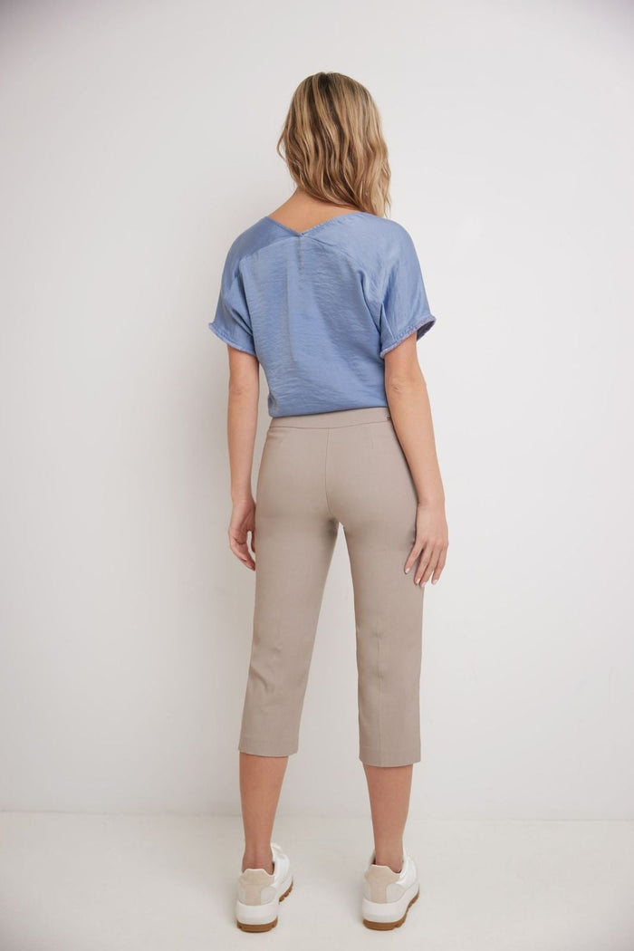 Rekucci Women’s Straight Leg Capris With Chic Styling Khaki