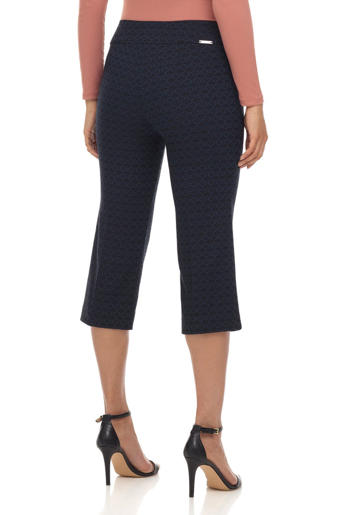 Rekucci Women’s Straight Leg Capris With Chic Styling Navy-flower