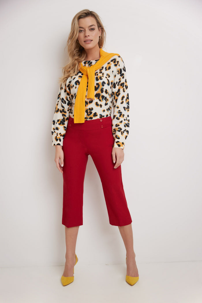 Rekucci Women’s Straight Leg Capris With Chic Styling Red