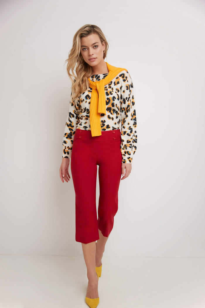 Rekucci Women’s Straight Leg Capris With Chic Styling Red