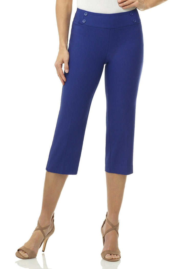 rekucci Women’s Straight Leg Capris with Chic Styling sapphire