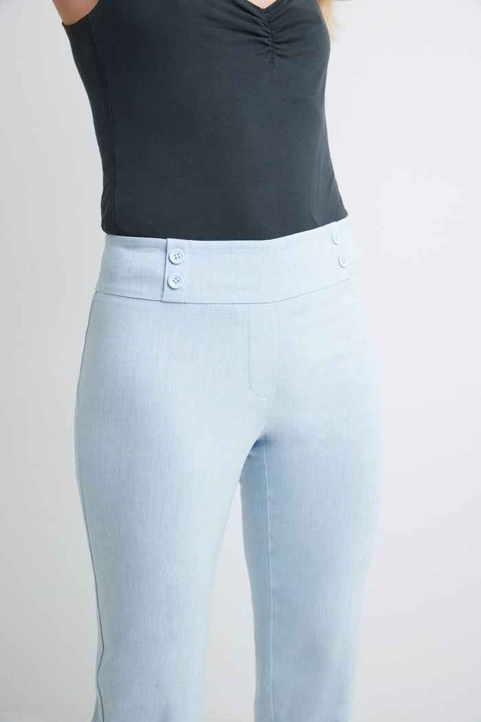 Rekucci Women’s Straight Leg Capris With Chic Styling Sky-blue-mix