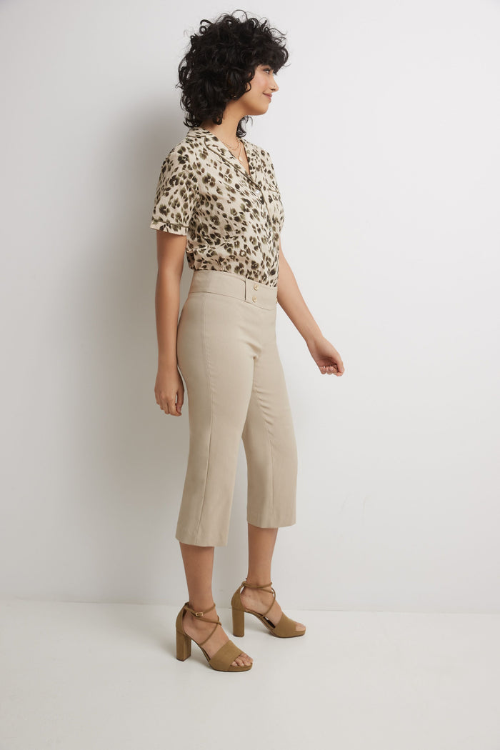 Rekucci Women’s Straight Leg Capris With Chic Styling Stone