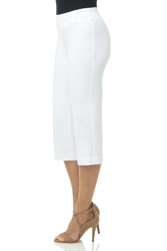 Rekucci Women’s Straight Leg Capris With Chic Styling White