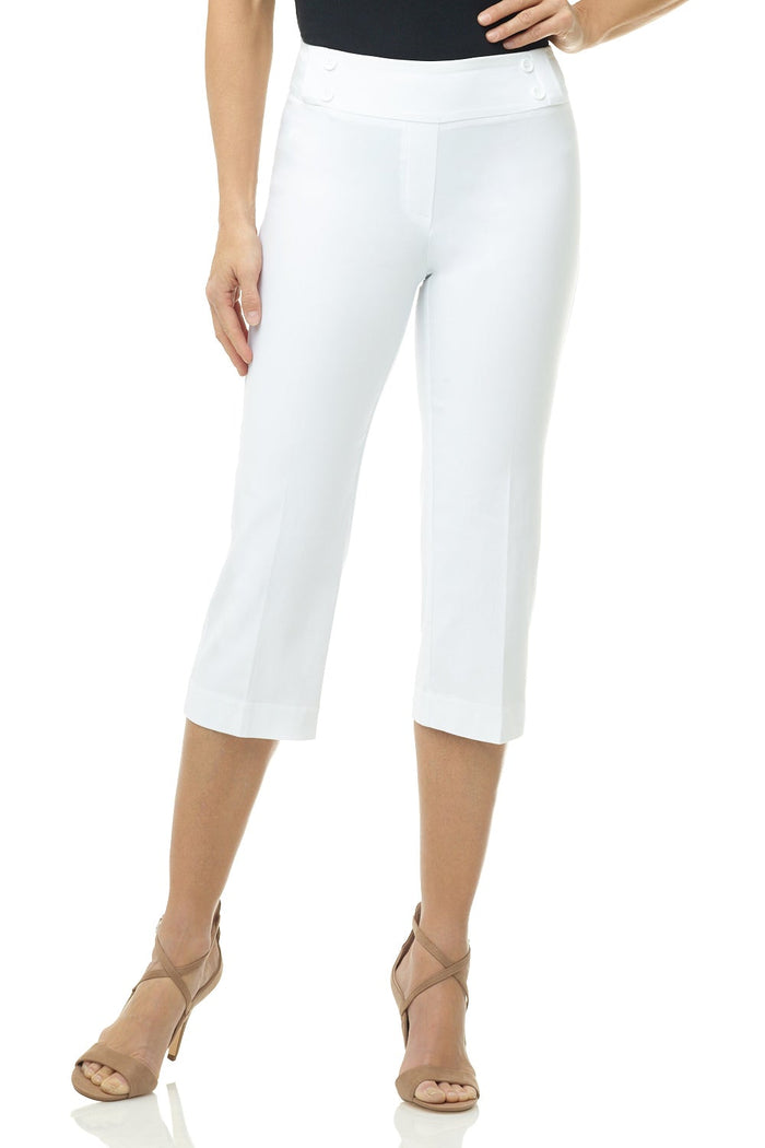 rekucci Women’s Straight Leg Capris with Chic Styling white
