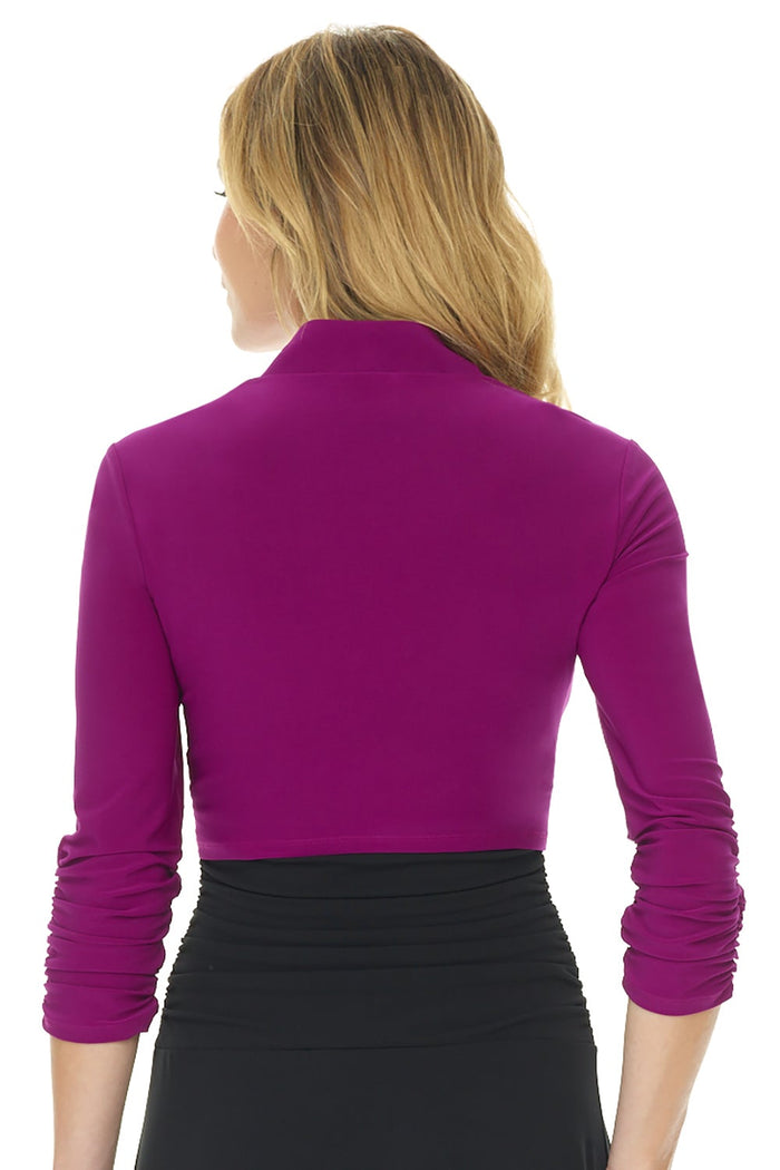 Rekucci Wrinkle Resistant Bolero Shrug With Ruched Sleeves Magenta