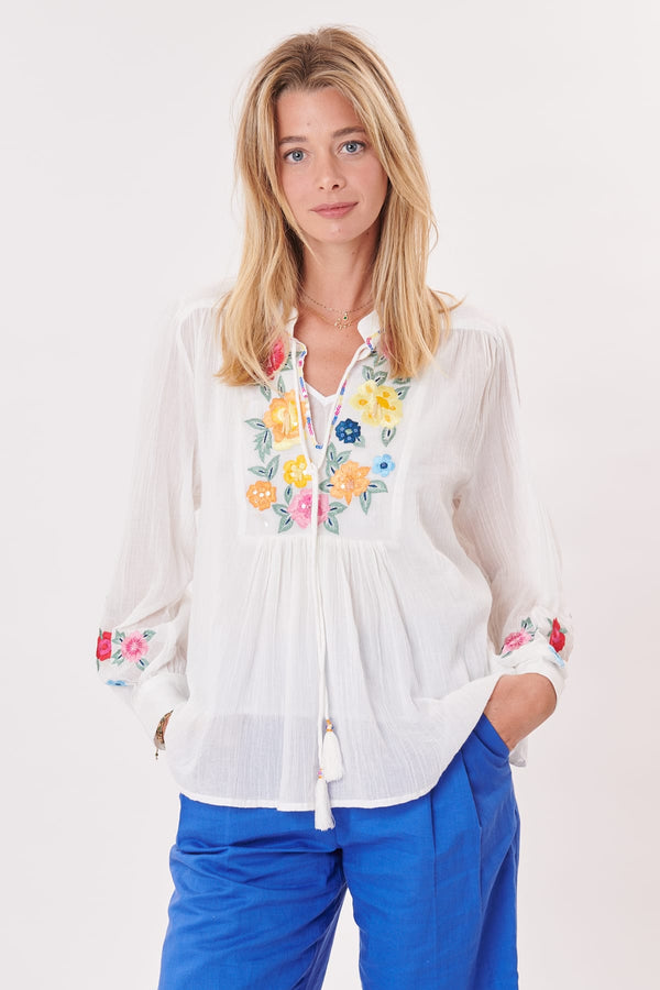 rene derhy Blouse ample brodée manches longues ONDINE