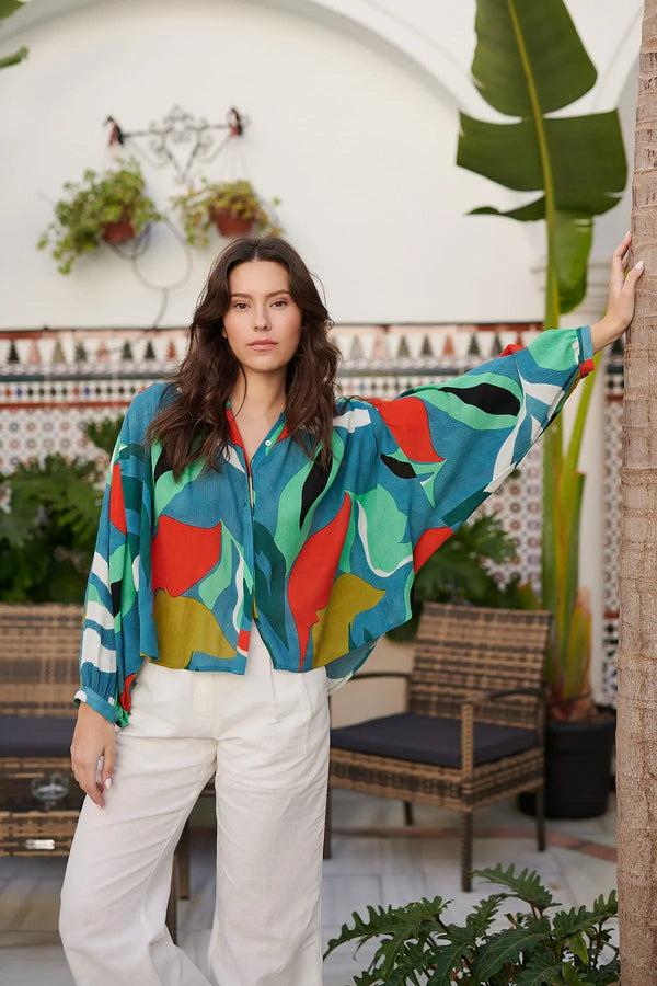 rene derhy Blouse ample imprimée manches larges 3/4 RESPECT