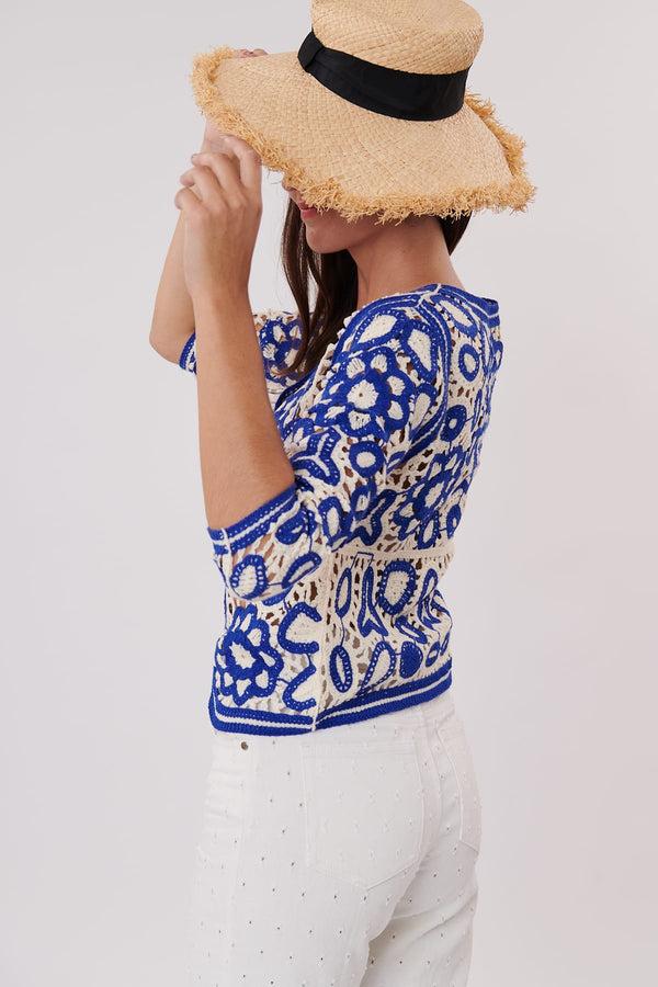 Rene Derhy Cardigan Court Manches 3/4 En Crochet ULRICH