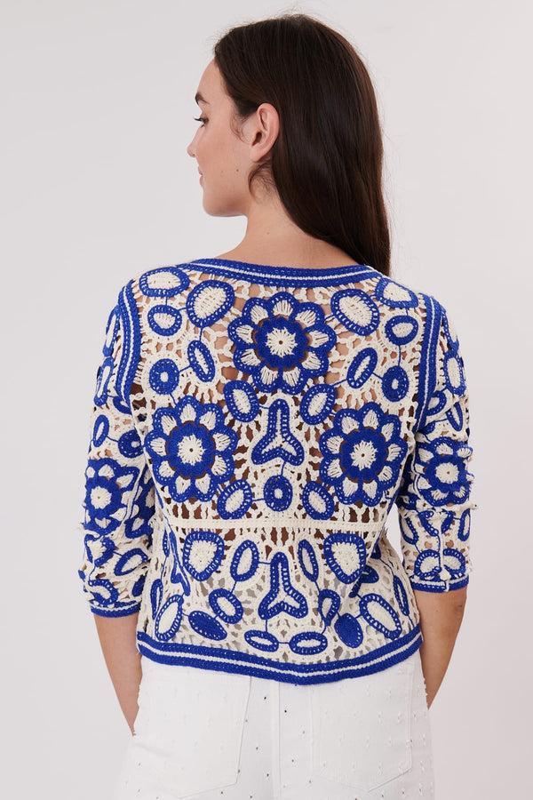 Rene Derhy Cardigan Court Manches 3/4 En Crochet ULRICH