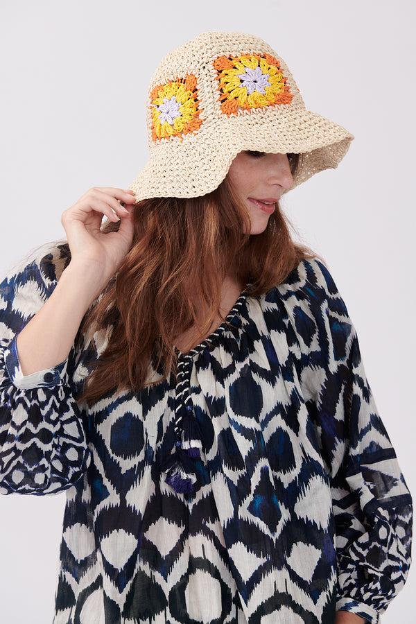 Rene Derhy Chapeau Coloré à Fleurs En Crochet QUADRUPLE
