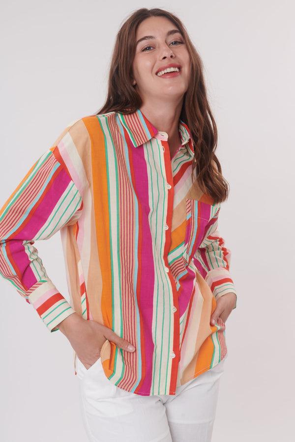 rene derhy Chemise imprimée rayée manches longues RENONCULE