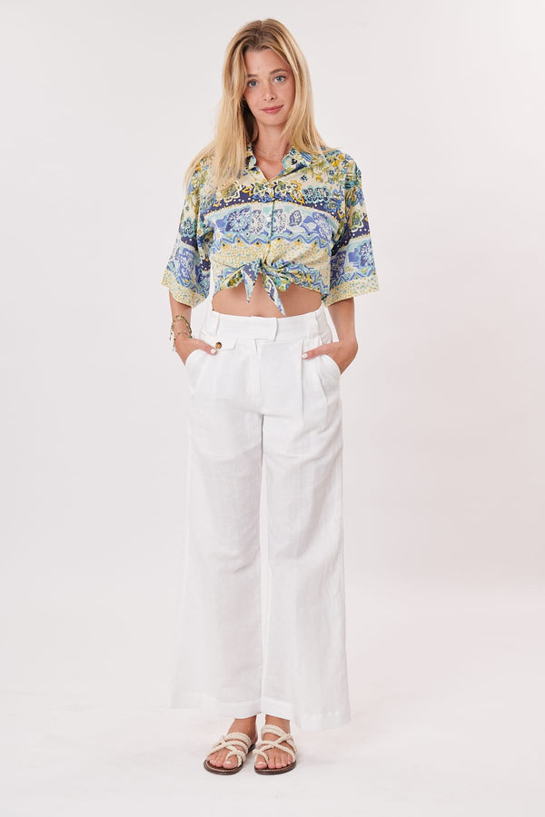 Rene Derhy Chemisier Court Imprimé Et Brodé à Manches Courtes ROME