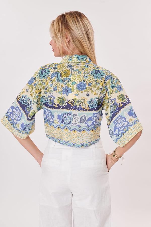 Rene Derhy Chemisier Court Imprimé Et Brodé à Manches Courtes ROME