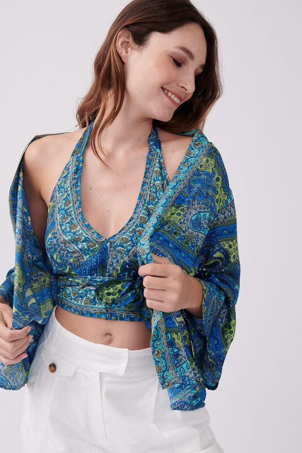 Rene Derhy Ensemble Kimono Et Crop Top Imprimé Paisley YANNETTE