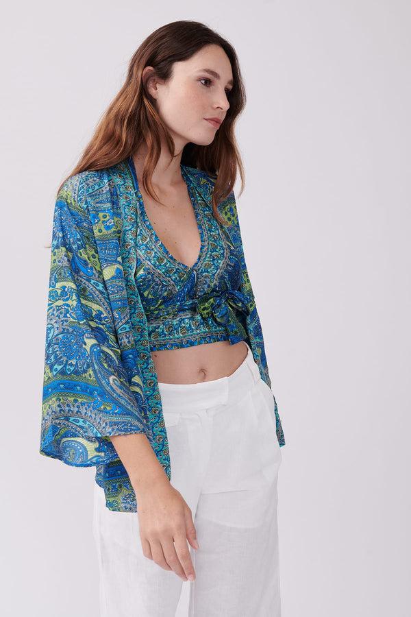Rene Derhy Ensemble Kimono Et Crop Top Imprimé Paisley YANNETTE