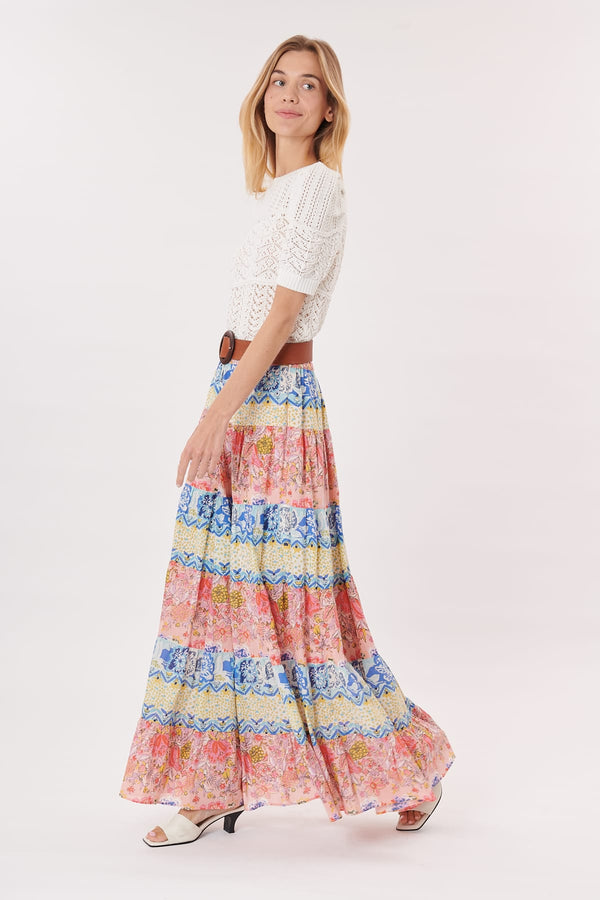 Rene Derhy Jupe Longue En Coton Imprimée à Fleurs VILLIERS