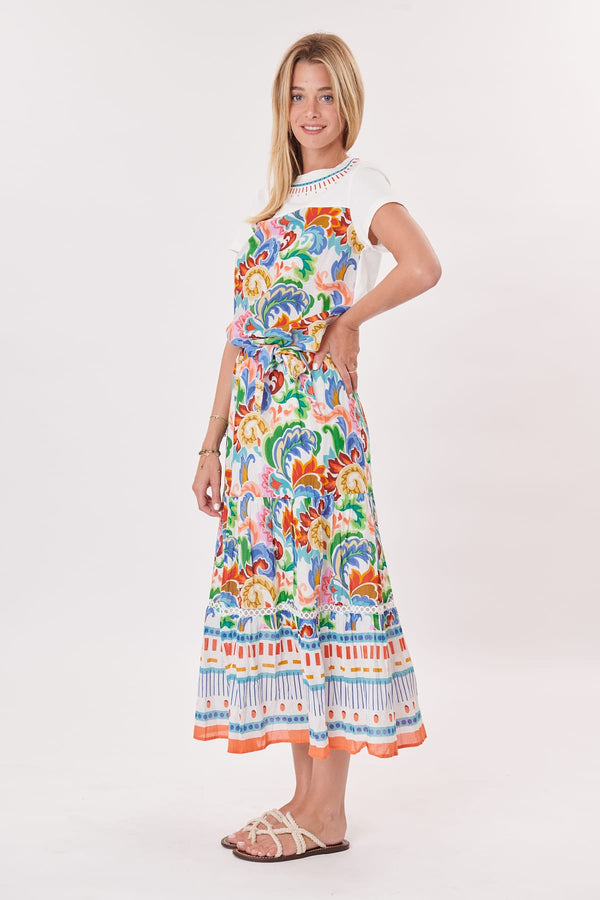 Rene Derhy Jupe Longue Imprimée En Coton Et Dentelle VICKIE