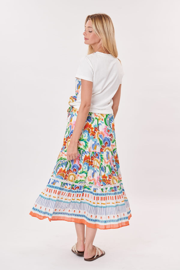 Rene Derhy Jupe Longue Imprimée En Coton Et Dentelle VICKIE