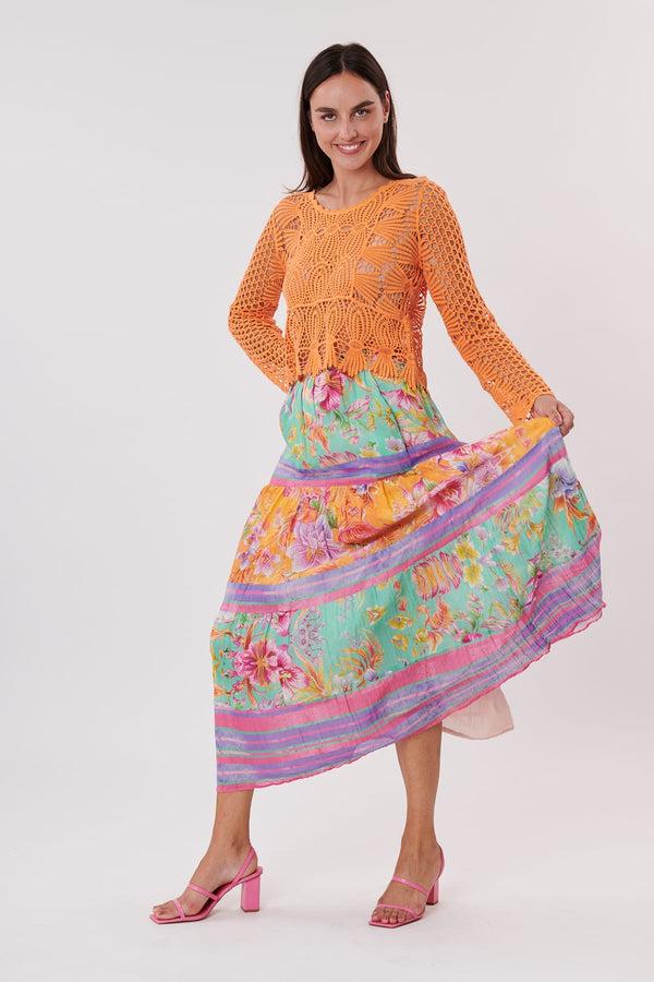 Rene Derhy Jupe Longue Imprimée En Coton Taille élastique VALINA