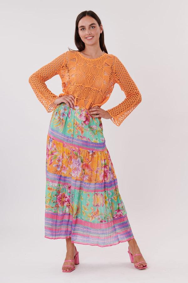 rene derhy Jupe longue imprimée en coton taille élastique VALINA