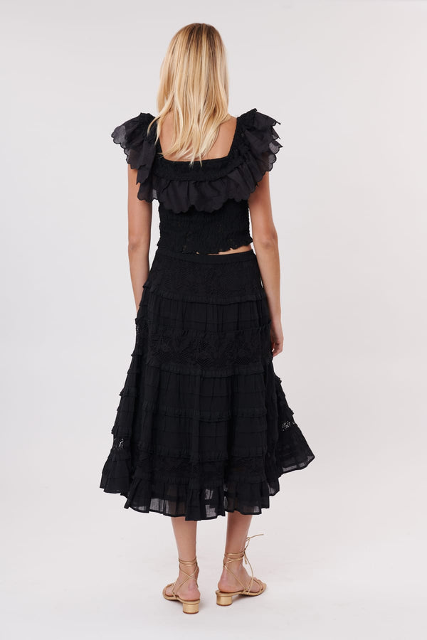 Rene Derhy Jupe Mi-longue En Dentelle Et Coton à Volants VALERIE