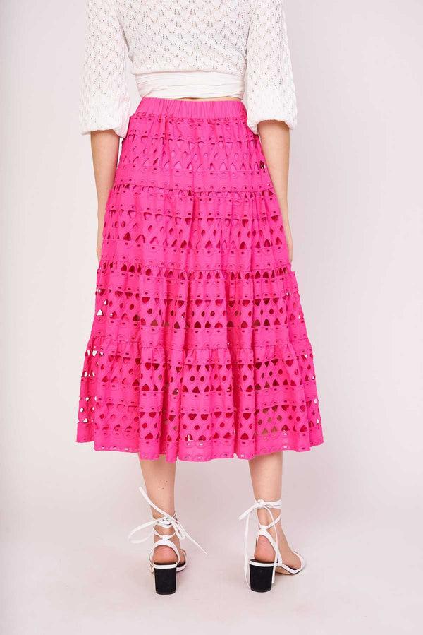 Rene Derhy Jupe Midi Ajourée Motif Géométrique FLORE