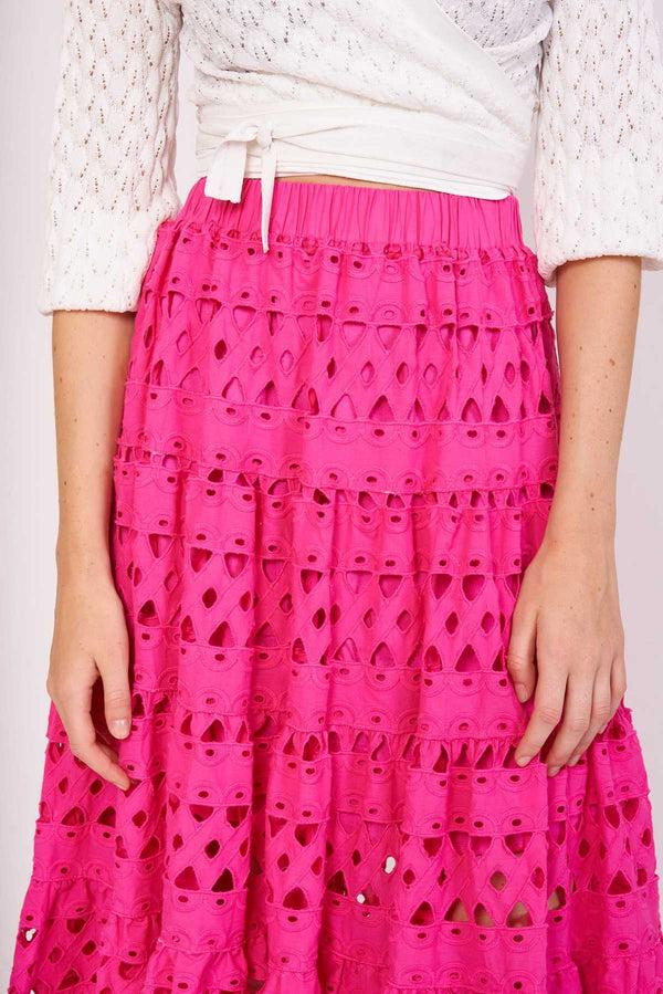 Rene Derhy Jupe Midi Ajourée Motif Géométrique FLORE