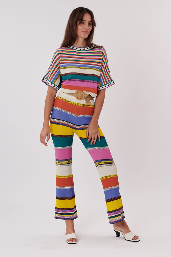 rene derhy Pantalon en maille évasé taille haute PATRICIA