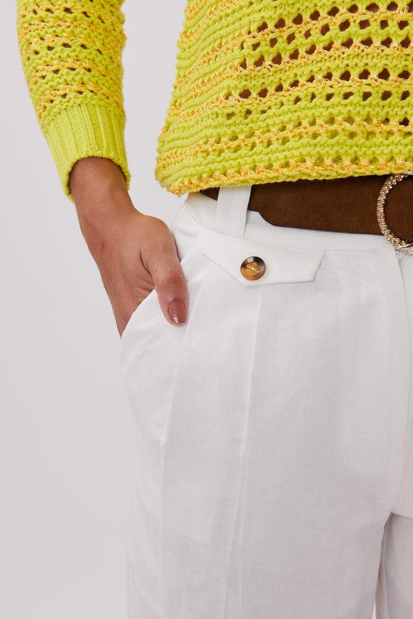 Rene Derhy Pantalon Uni Ample à Pinces En Lin PALATINE