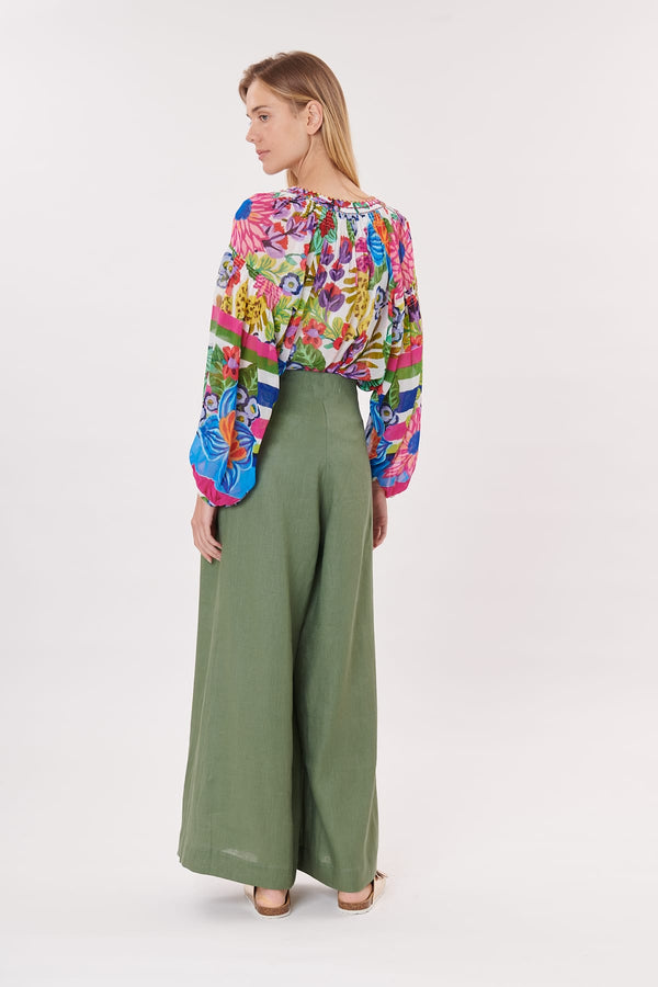 Rene Derhy Pantalon Uni Ample à Pinces Taille Mi-haute PAZ