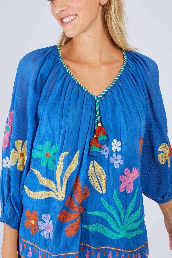 Rene Derhy Blouse Brodée Manches 3/4 BEDFORD