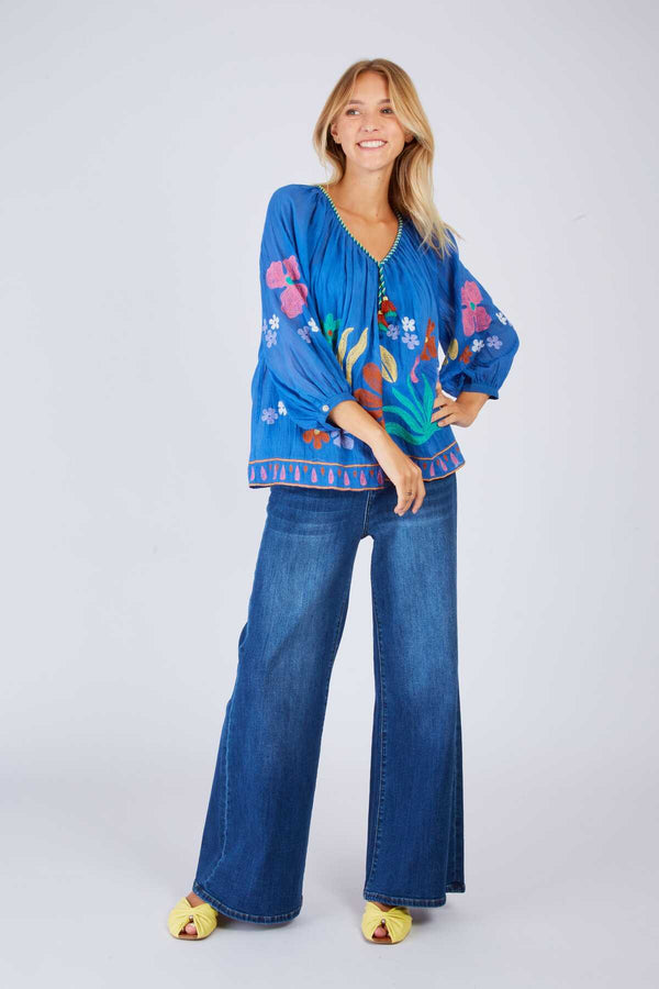 rene derhy Blouse brodée manches 3/4 BEDFORD