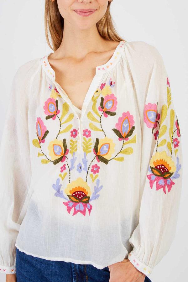 Rene Derhy Blouse Brodée Manches Longues BARBERINE