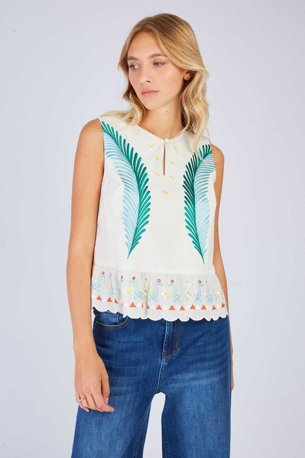 Rene Derhy Blouse Brodée Sans Manches LAURE