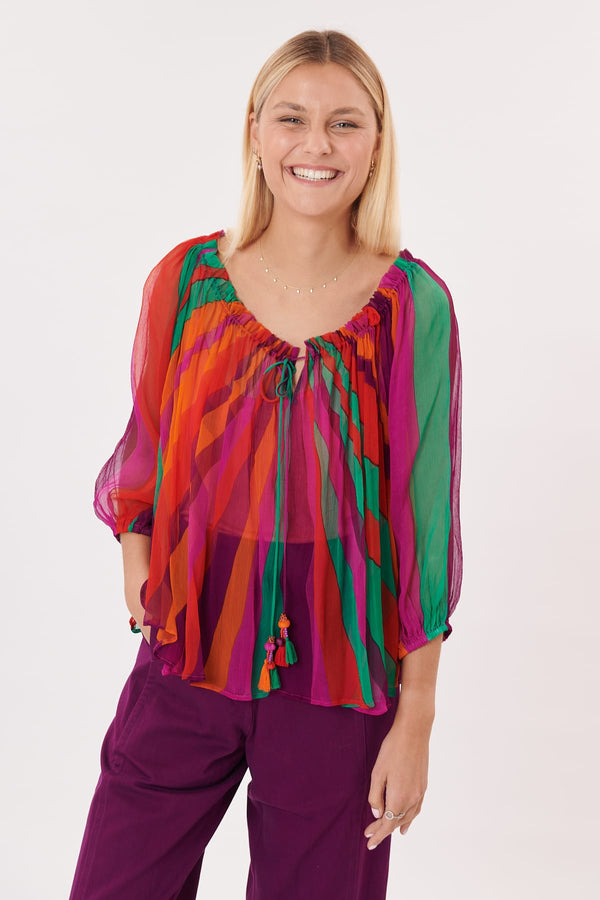 rene derhy Blouse manches 3/4 imprimée ROUERGUE