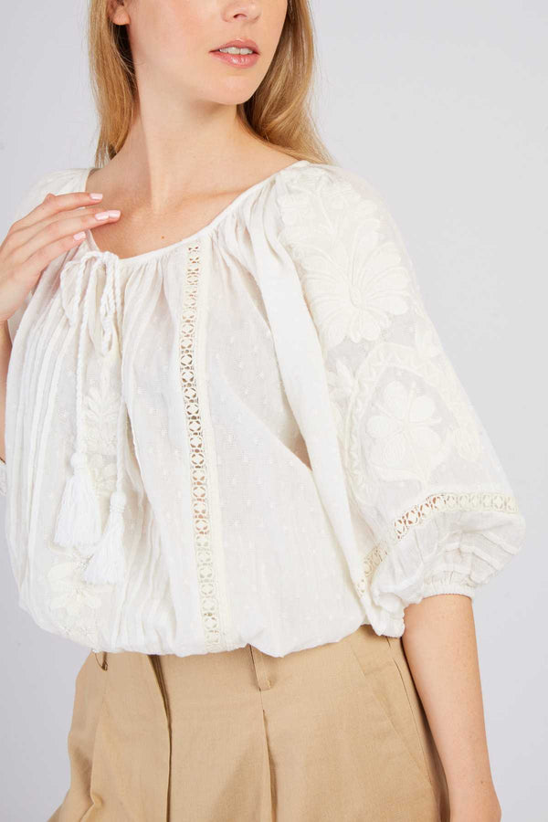 Rene Derhy Blouse Unie Manches 3/4 BAHAMAS