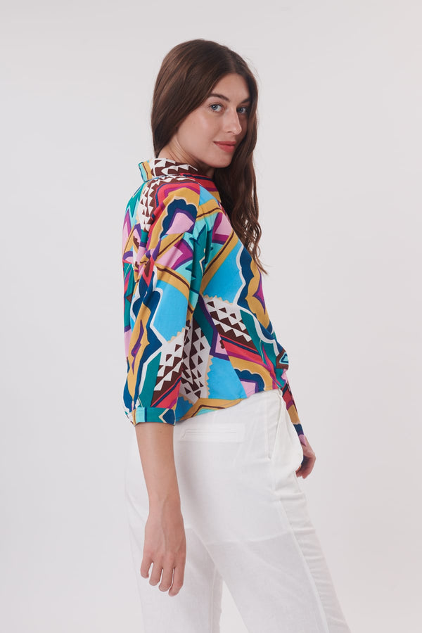 Rene Derhy Chemise Courte Imprimée Manches 3/4 REX