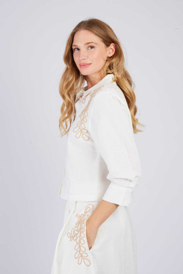 Rene Derhy Chemisier En Lin Brodé BABY