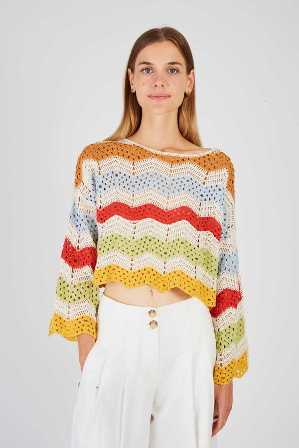 Rene Derhy Crop Top En Maille Ajourée ELIORA