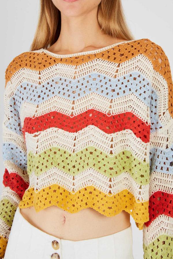 Rene Derhy Crop Top En Maille Ajourée ELIORA