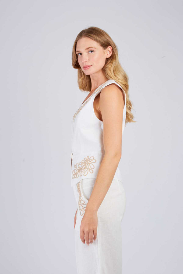 Rene Derhy Gilet Sans Manche Brodé BABOU