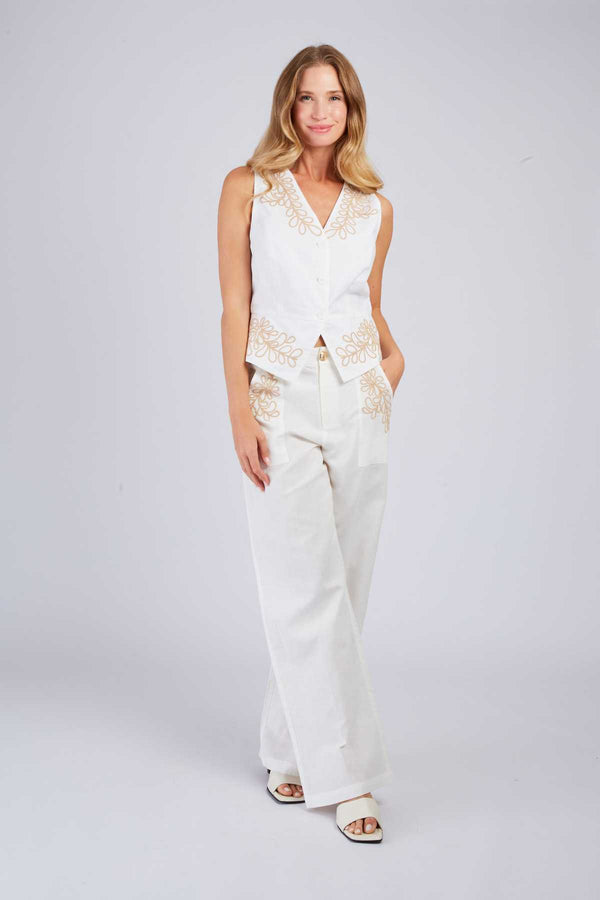 rene derhy Gilet sans manche brodé BABOU