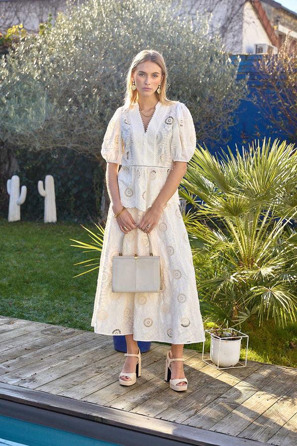 rene derhy Jupe longue brodée ACAPULCO