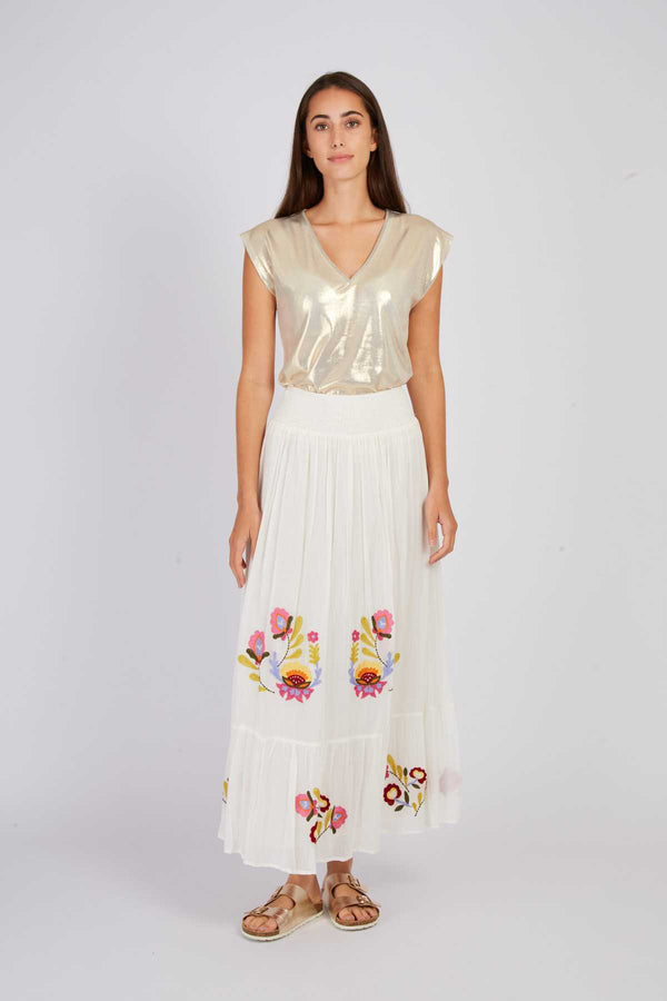 rene derhy Jupe longue brodée ALBERTINE