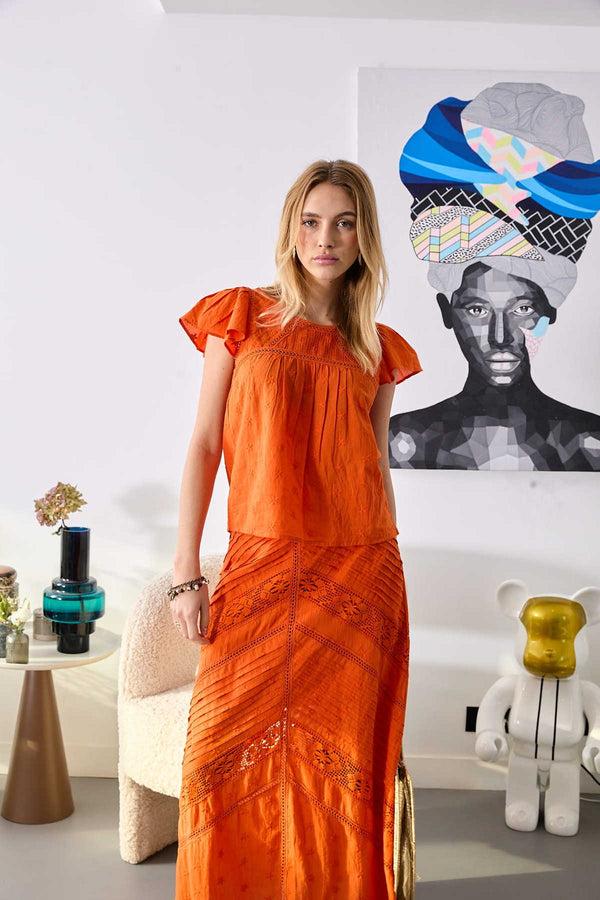 rene derhy Jupe longue en dentelle AGNES