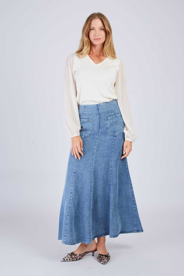 rene derhy Jupe longue en jean ACEROLA