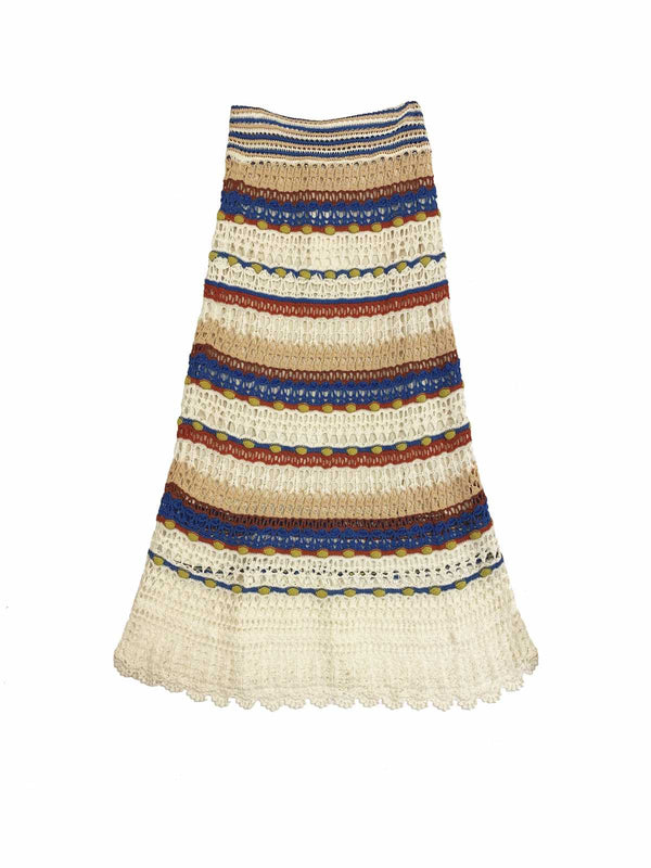 Rene Derhy Jupe Longue En Maille Ajourée VENDANGES