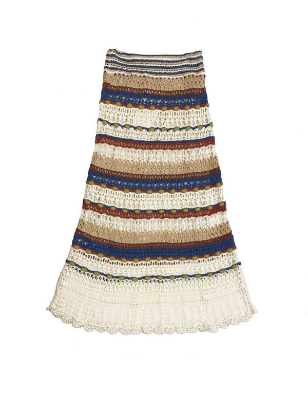 Rene Derhy Jupe Longue En Maille Ajourée VENDANGES